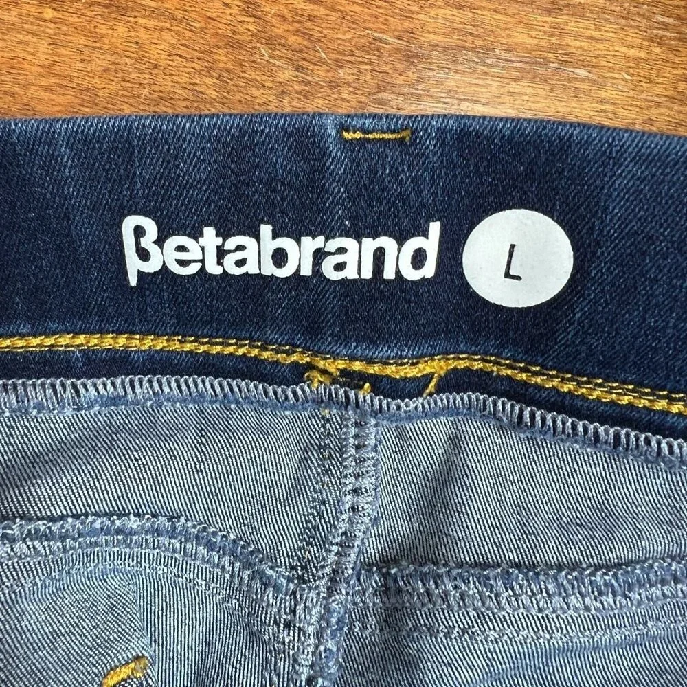 Betabrand Jeans Women Large Blue Denim Signature Mid-Rise Bootcut Pull On Pocket